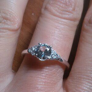 Lab Created White Sapphire Sterling Silver Radiant Promise Ring (Size 9)